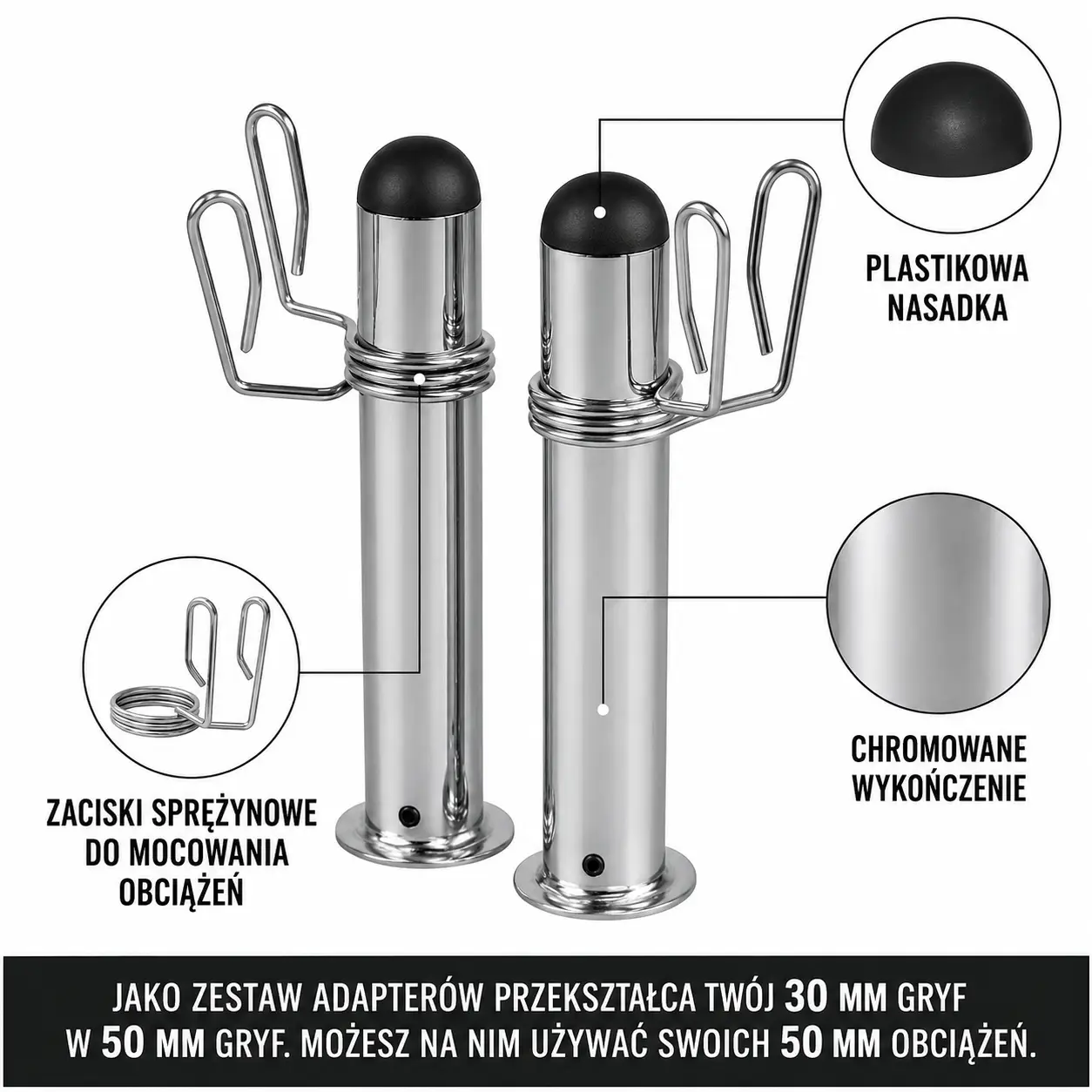 Adapter do sztangi - chrom i wytrzymałość